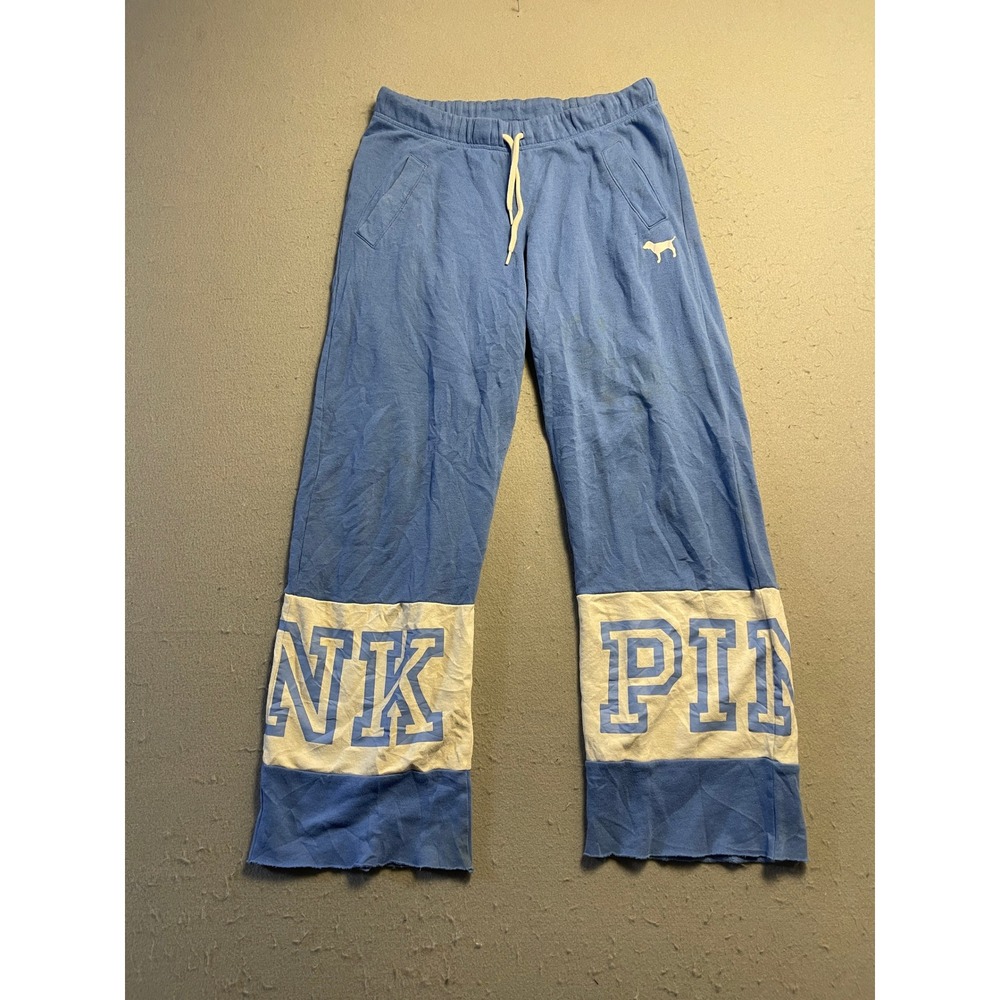 PINK Victoria's Secret Sweatpants Cotton Blend Blue White Small Womens